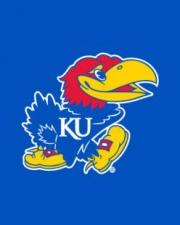 jayhawk logo with blue background